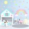 Colorful Rainbow Wall Decals – Watercolor Sun, Clouds, Stars & Butterflies for Girls’ Bedroom & Nursery, 12"x10"
